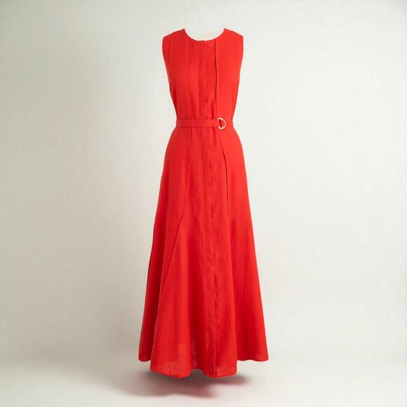 J. Crew Petite seamed linen dress with removable belt Medium Petite - Picture 2 of 11